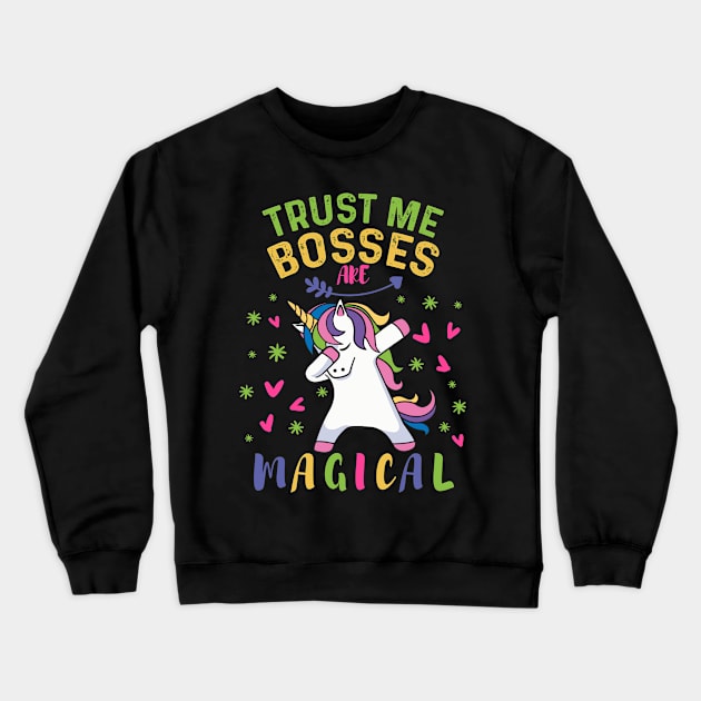 Cute Dabbing Unicorn Boss Gift Crewneck Sweatshirt by Irene Paul